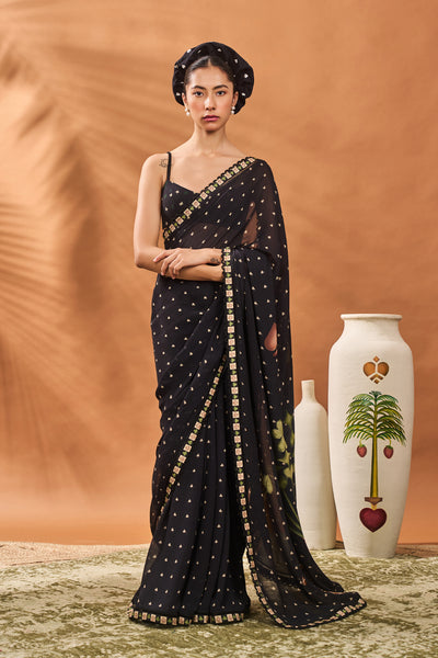 Masaba Black Striped All Fours Saree indian designer wear online shopping melange singapore