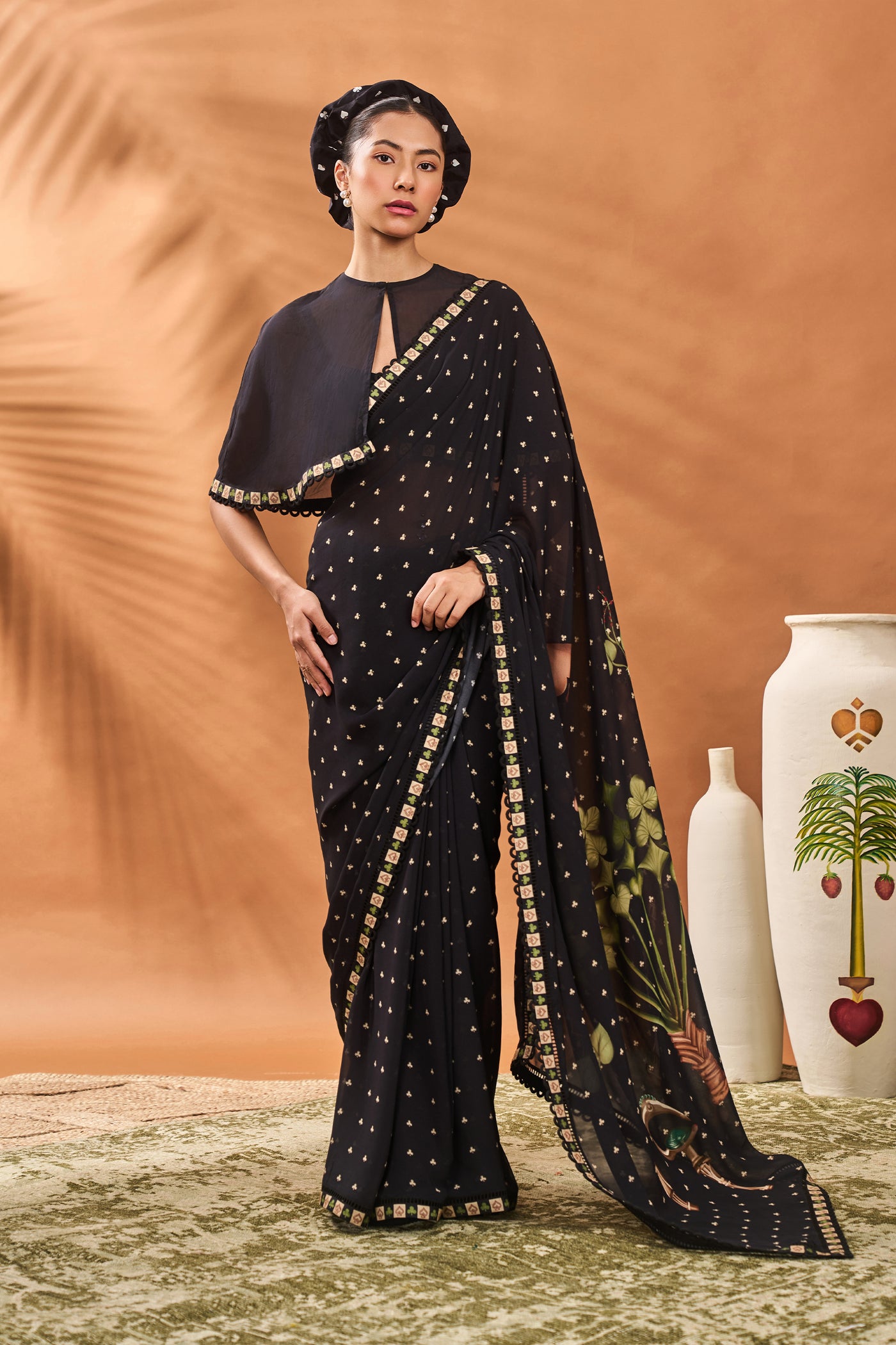 Masaba Black Striped All Fours Saree indian designer wear online shopping melange singapore