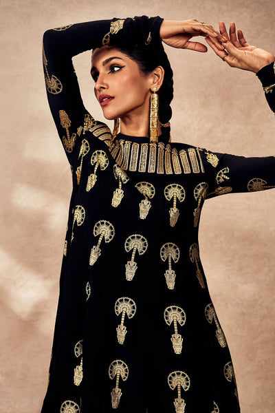 Masaba Black Traveler's Palm Tunic Set indian designer wear online shopping melange singapore