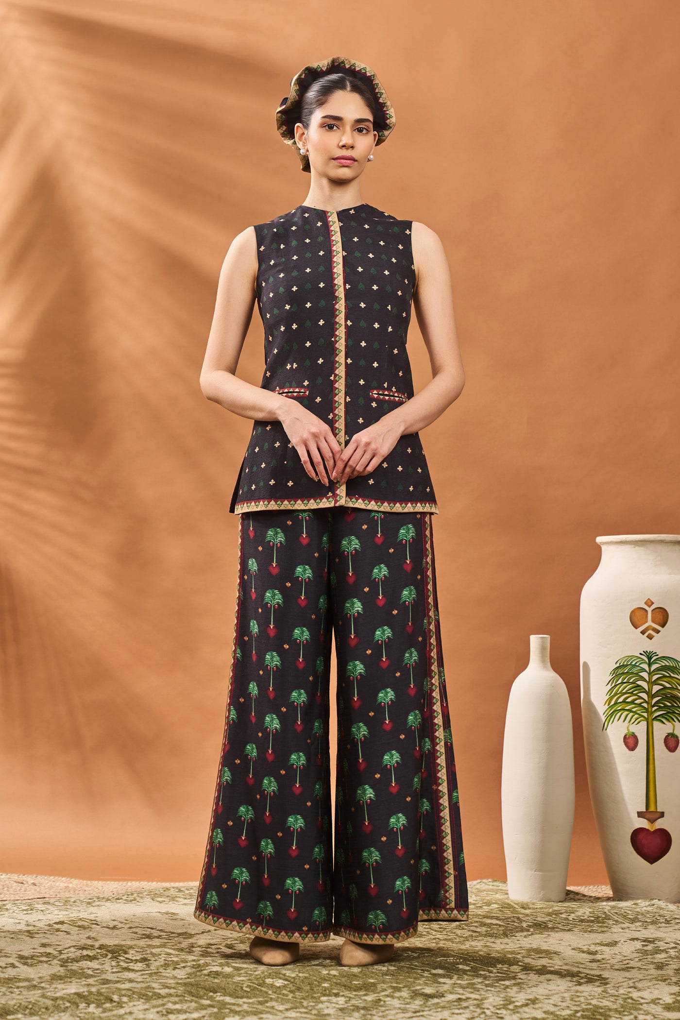 Masaba Black Tree Of Hearts Co-ord Set indian designer wear online shopping melange singapore
