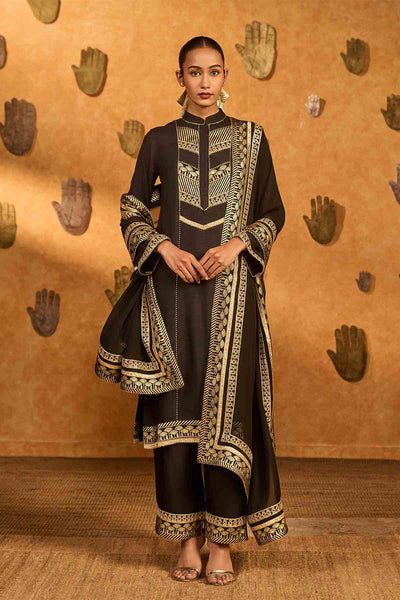 Masaba Black Vase Culotte Set indian designer wear online shopping melange singapore 
