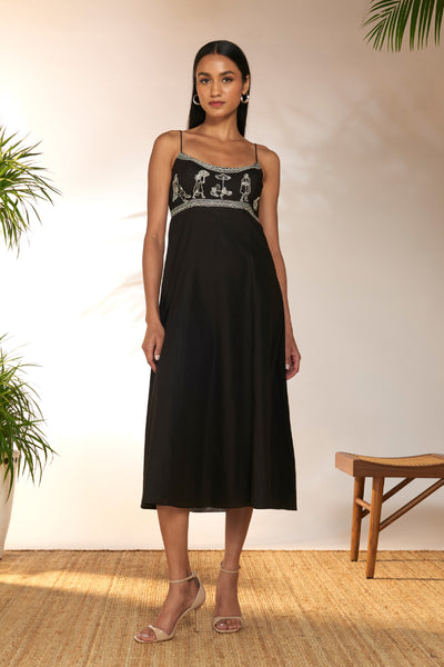 Masaba Black Whimsical Embroidered Dress indian designer wear online shopping melange singapore
