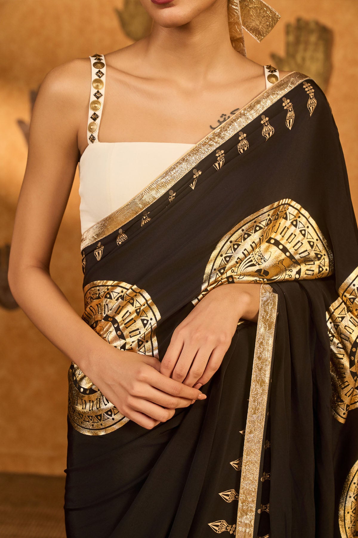 Masaba Black White Moon Fish Saree indian designer wear online shopping melange singapore 