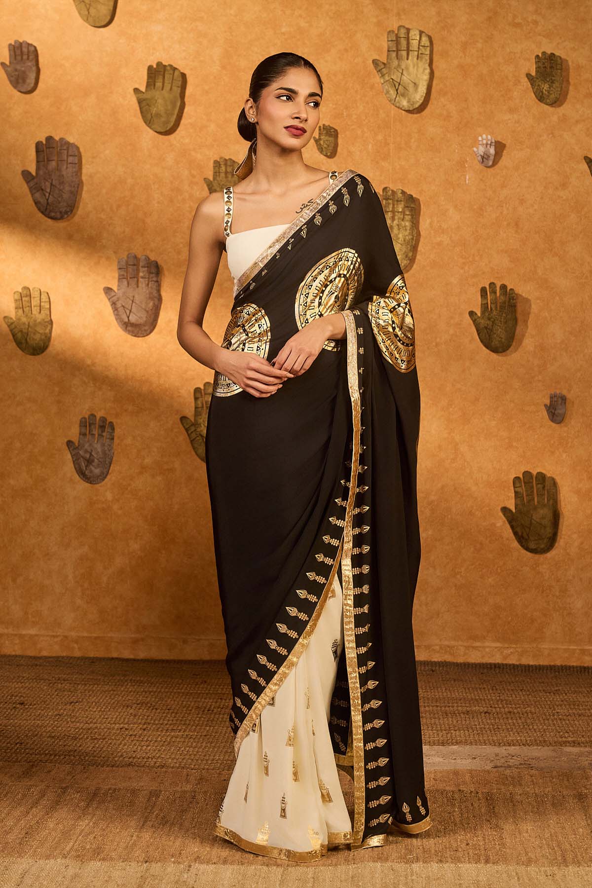 Masaba Black White Moon Fish Saree indian designer wear online shopping melange singapore 