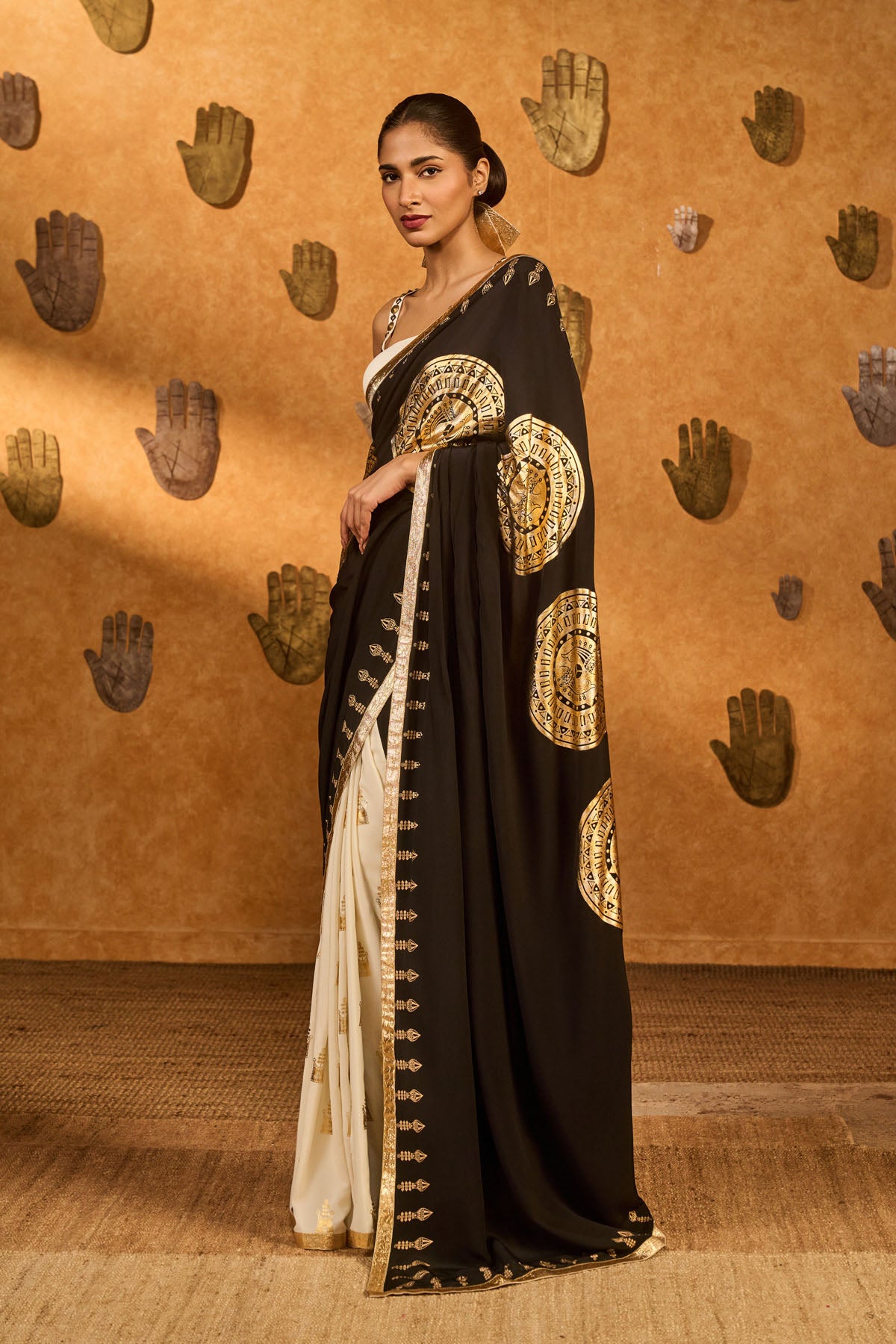 Masaba Black White Moon Fish Saree indian designer wear online shopping melange singapore 