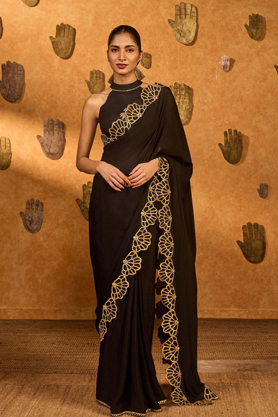 Masaba Black Windrose Saree indian designer wear online shopping melange singapore 
