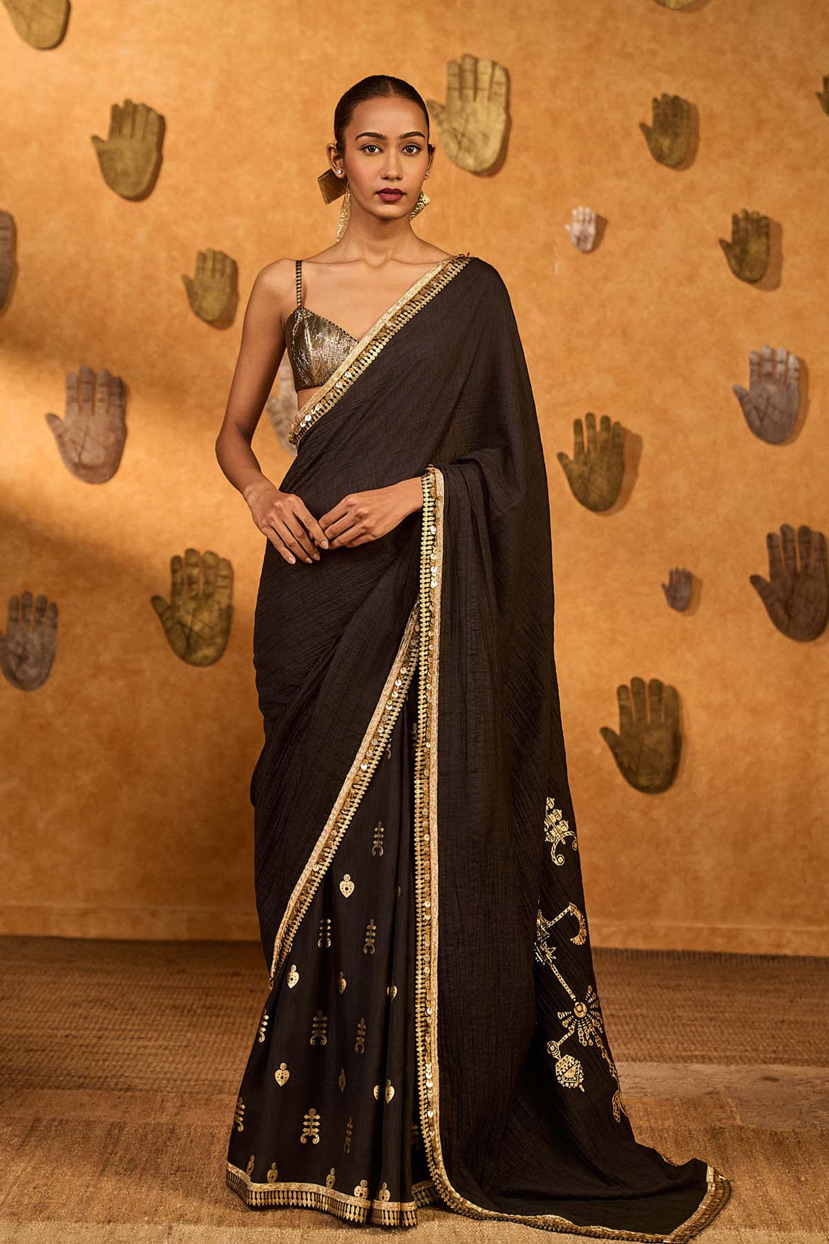 Masaba Black Wishdrop Gota Saree indian designer wear online shopping melange singapore 