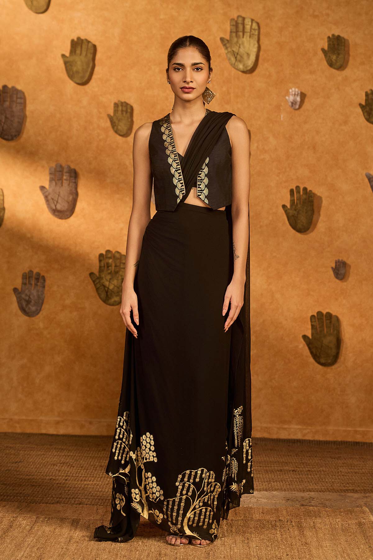Masaba Black Zen Stitched Saree indian designer wear online shopping melange singapore 