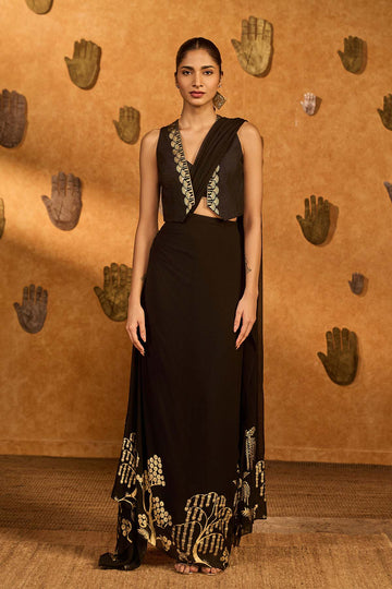 Masaba Black Zen Stitched Saree indian designer wear online shopping melange singapore 