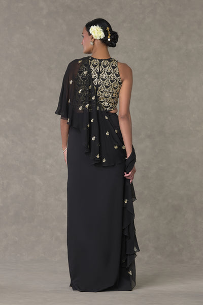 Masaba Black Paan Phool Saree Gown indian designer wear online shopping melange singapore
