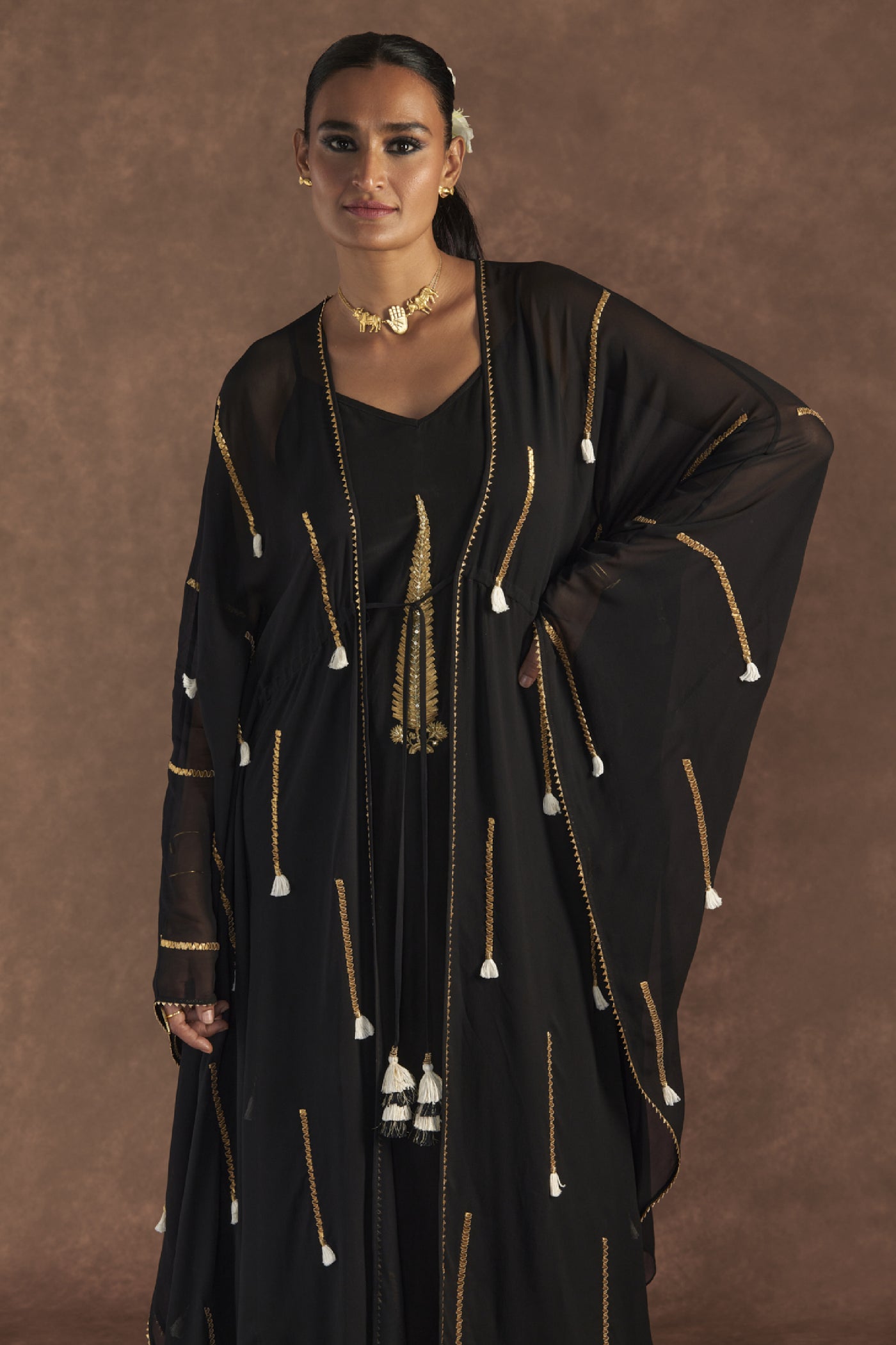 Masaba Black 'paan-patti' Cover-up Kaftan Indian designer wear online shopping melange singapore