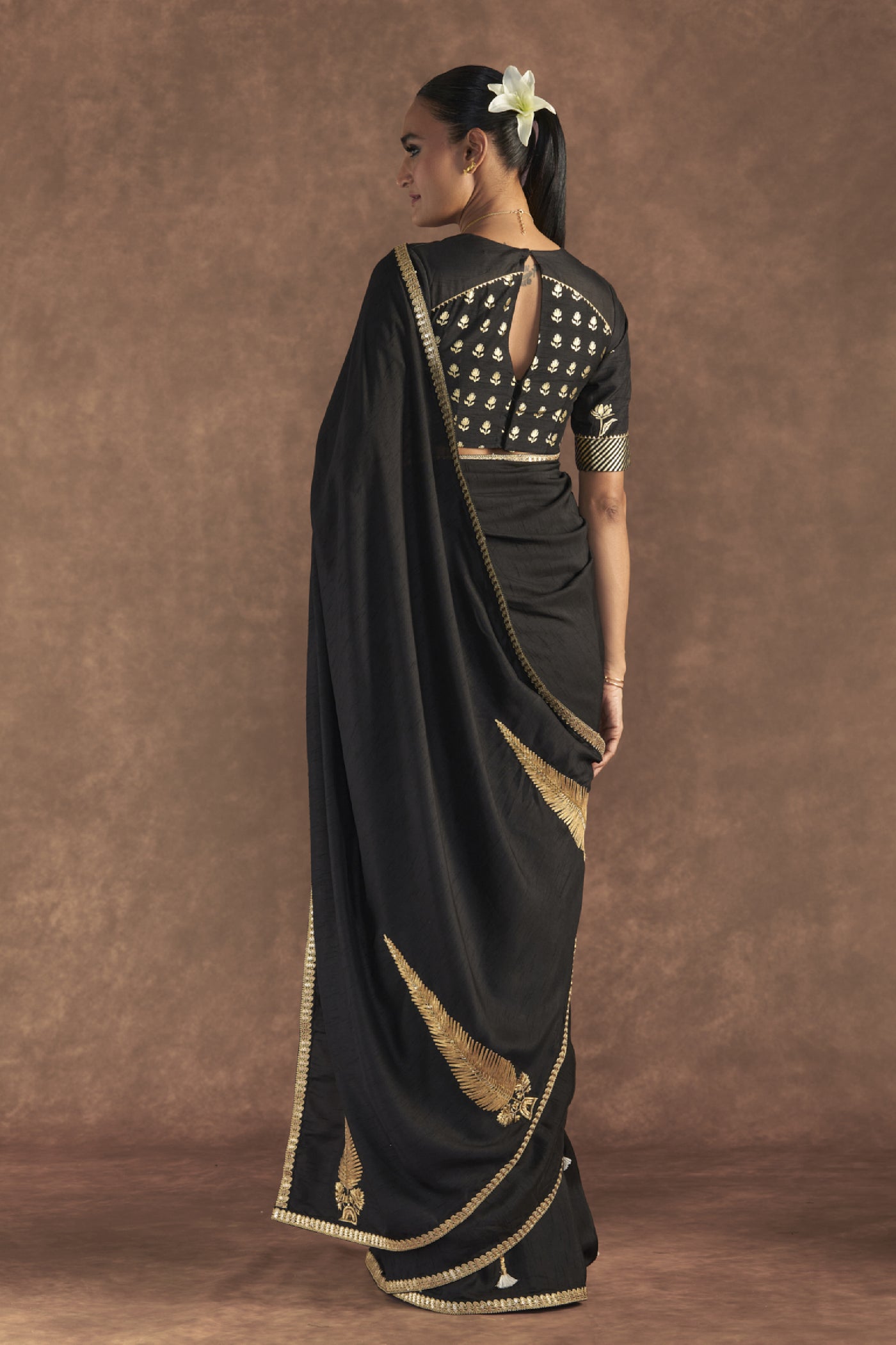 Masaba Black 'paan-patti' Saree Indian designer wear online shopping melange singapore