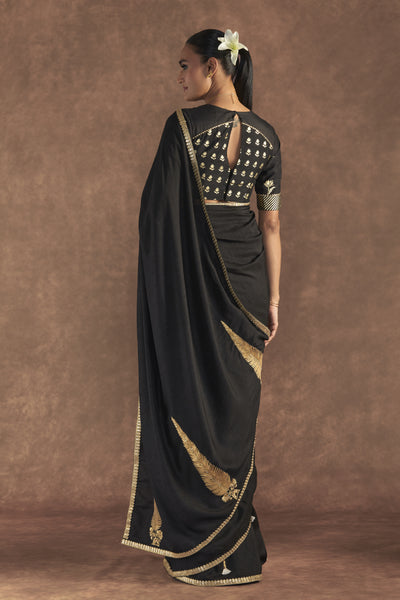 Masaba Black 'paan-patti' Saree Indian designer wear online shopping melange singapore