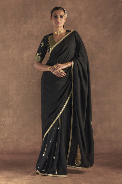 Masaba Black 'paan-patti' Saree Indian designer wear online shopping melange singapore