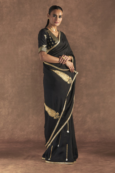 Masaba Black 'paan-patti' Saree Indian designer wear online shopping melange singapore