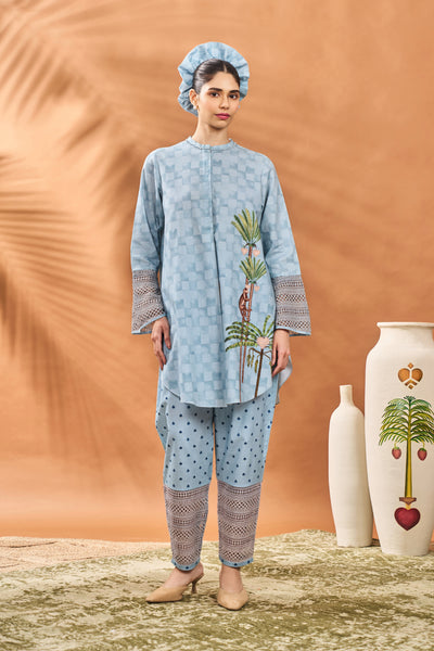 Masaba Blue Blooming Board Tunic Set indian designer wear online shopping melange singapore