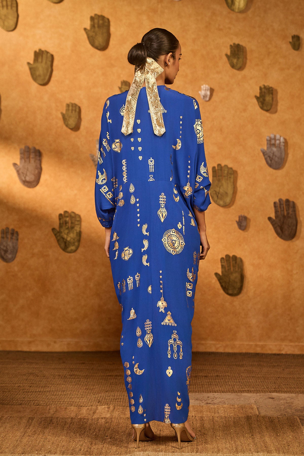 Masaba Blue Gilded Folkstone Kaftan indian designer wear online shopping melange singapore 