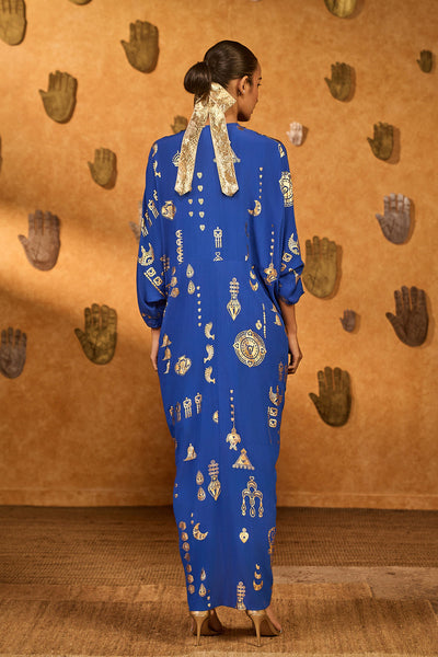 Masaba Blue Gilded Folkstone Kaftan indian designer wear online shopping melange singapore 
