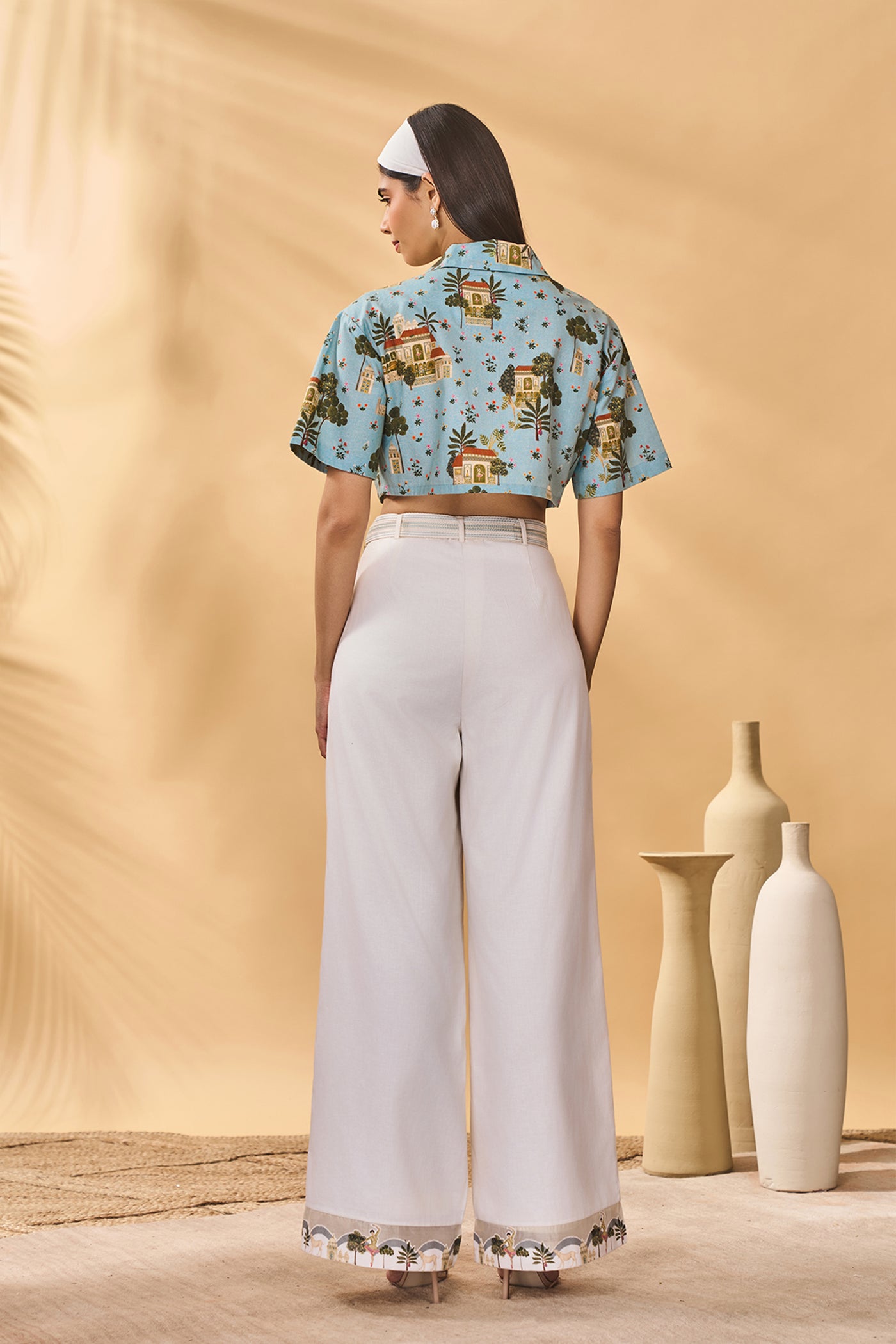 Masaba Blue Miniature Dreams Crop Top indian designer wear online shopping melange singapore