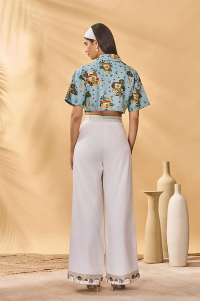 Masaba Blue Miniature Dreams Crop Top indian designer wear online shopping melange singapore
