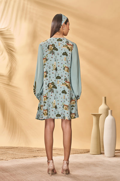 Masaba Blue Miniature Dreams Embroidered Mini Dress indian designer wear online shopping melange singapore