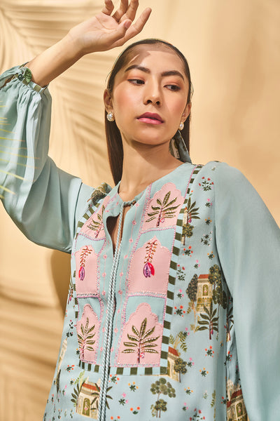 Masaba Blue Miniature Dreams Embroidered Mini Dress indian designer wear online shopping melange singapore