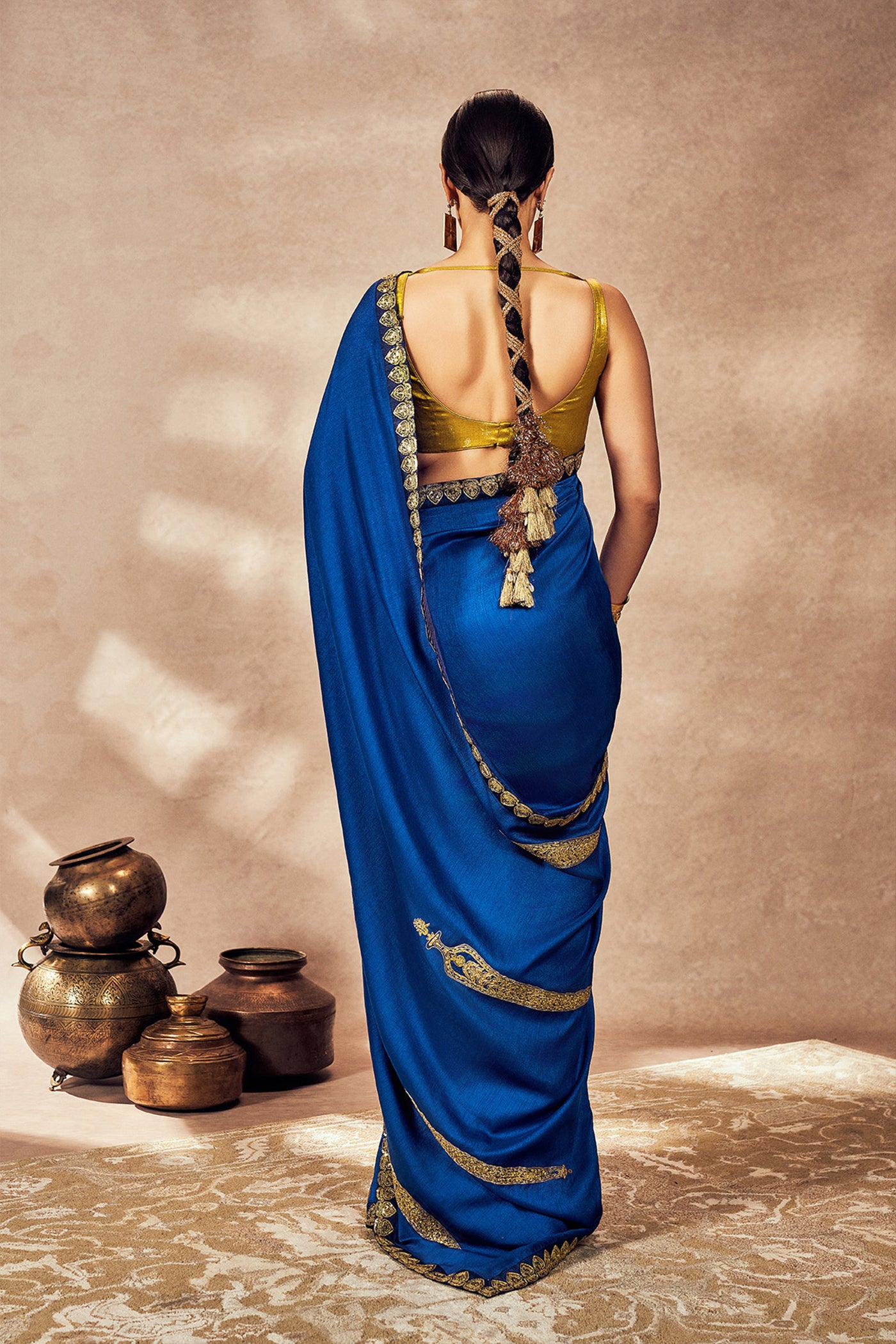 Masaba Blue Potters Touch Saree indian designer wear online shopping melange singapore