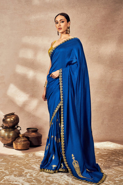 Masaba Blue Potters Touch Saree indian designer wear online shopping melange singapore