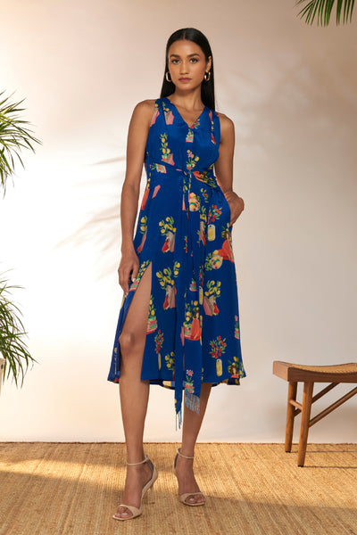 Masaba Blue Tangy Tango Midi Dress indian designer wear online shopping melange singapore