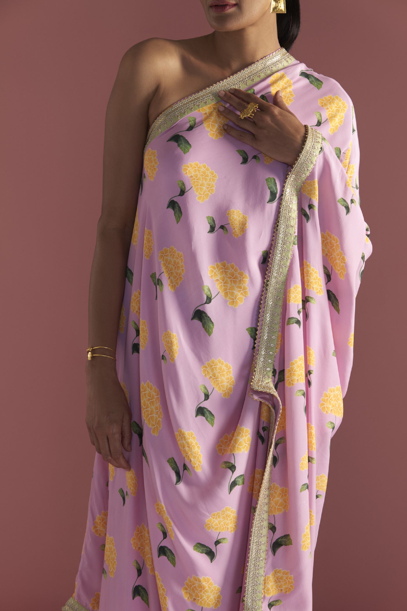 Masaba Blush Honeycomb One Shoulder Kaftan Indian designer wear online shopping melange singapore
