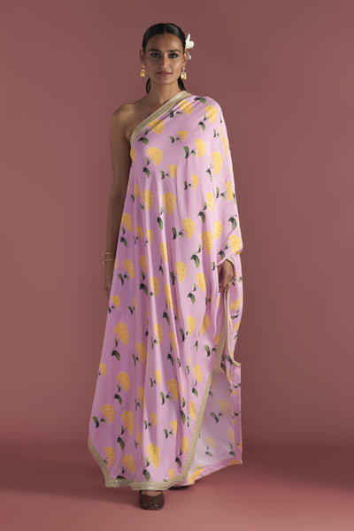 Masaba Blush Honeycomb One Shoulder Kaftan Indian designer wear online shopping melange singapore