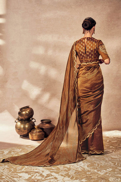 Masaba Brown Madakal Tissue Saree indian designer wear online shopping melange singapore