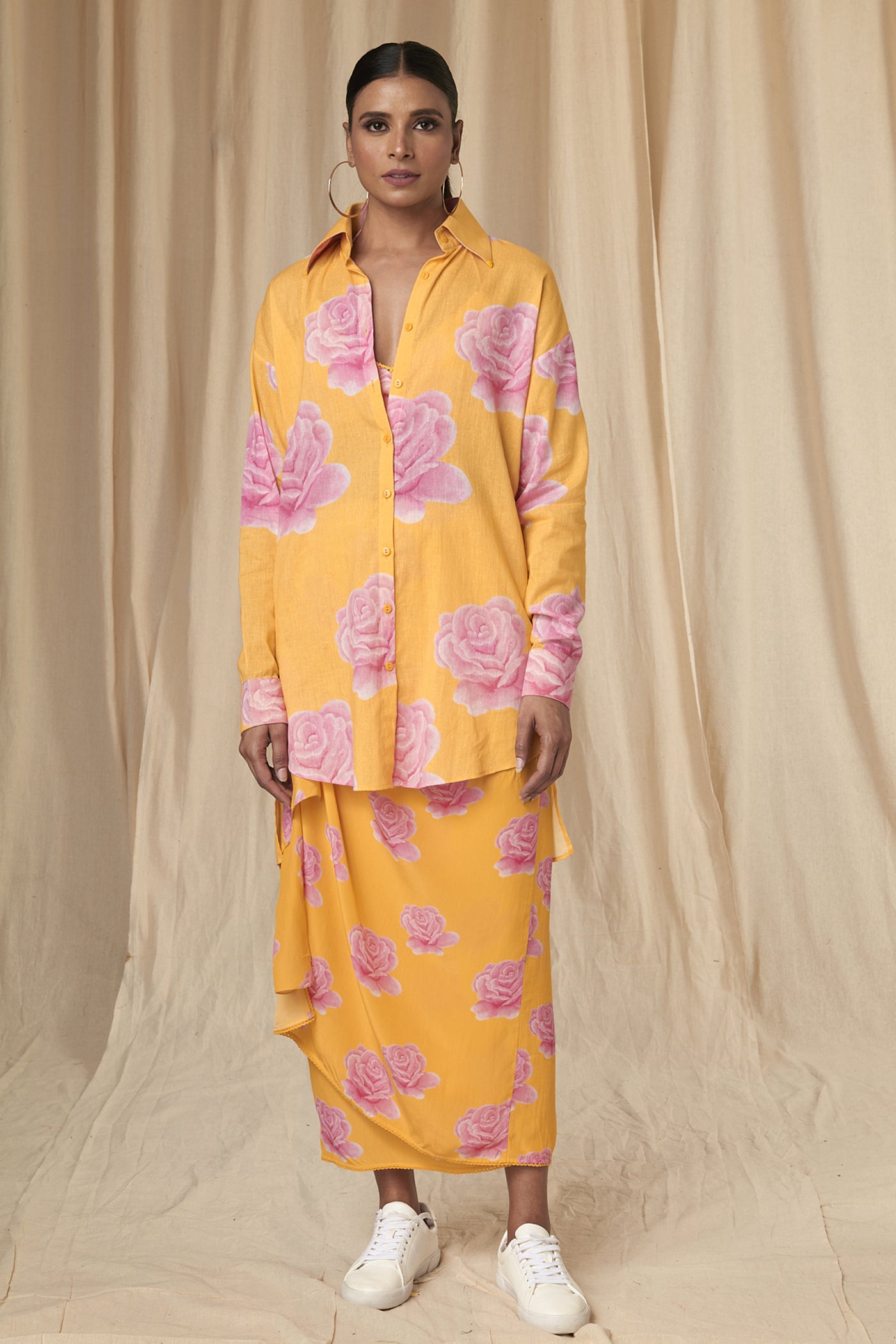 Masaba Carrie Sunshine Yellow Rosy Pareo indian designer wear online shopping melange singapore