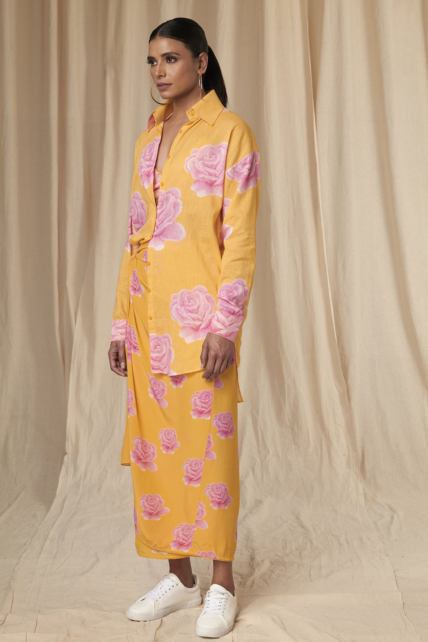 Masaba Carrie Sunshine Yellow Rosy Pareo indian designer wear online shopping melange singapore