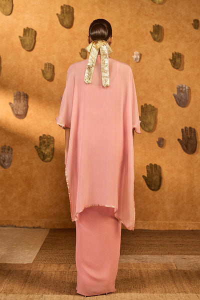 Masaba Champagne Heartbeat Draped Cape Set indian designer wear online shopping melange singapore 
