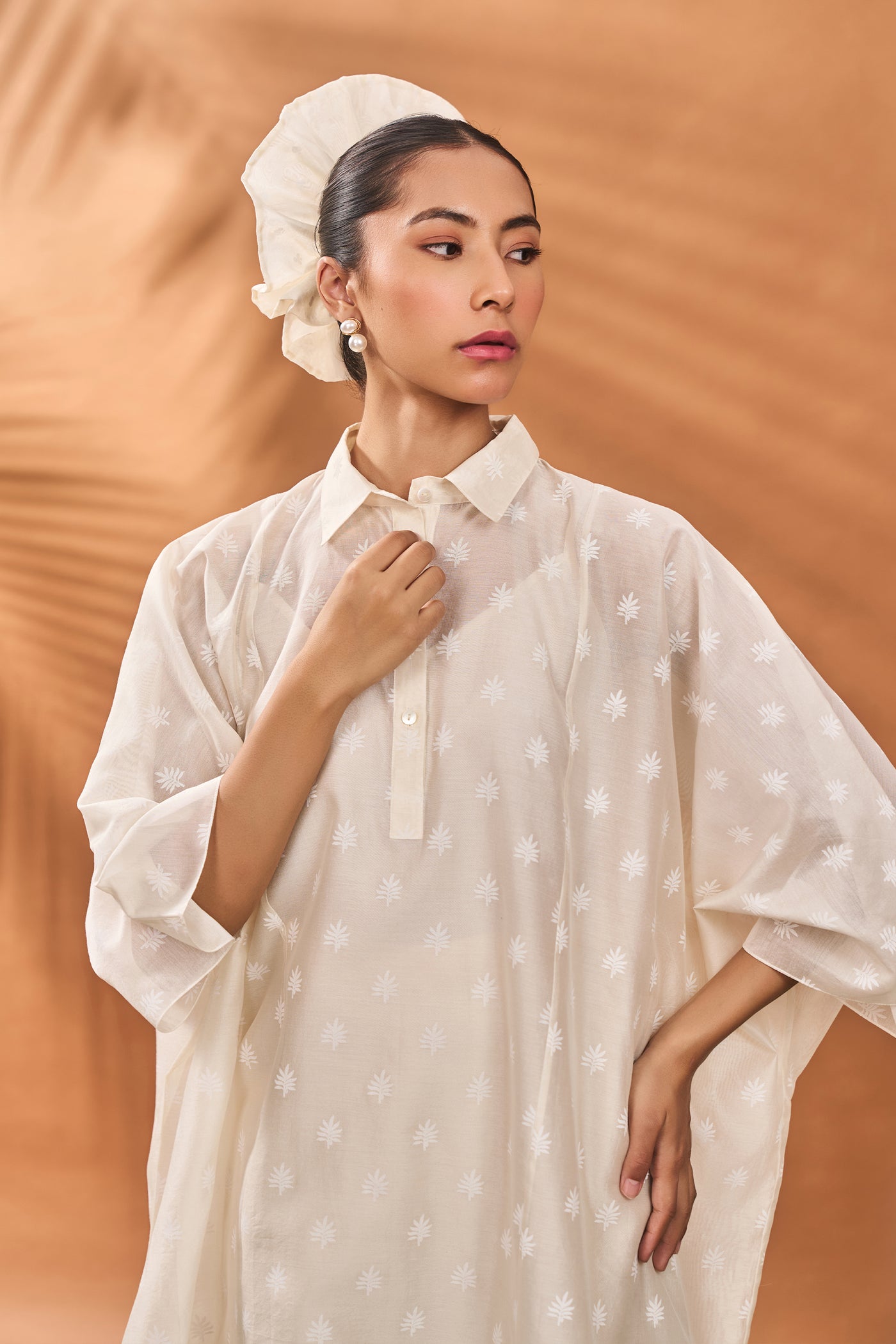Masaba Chanderi Trellis Palm Kaftan Set indian designer wear online shopping melange singapore