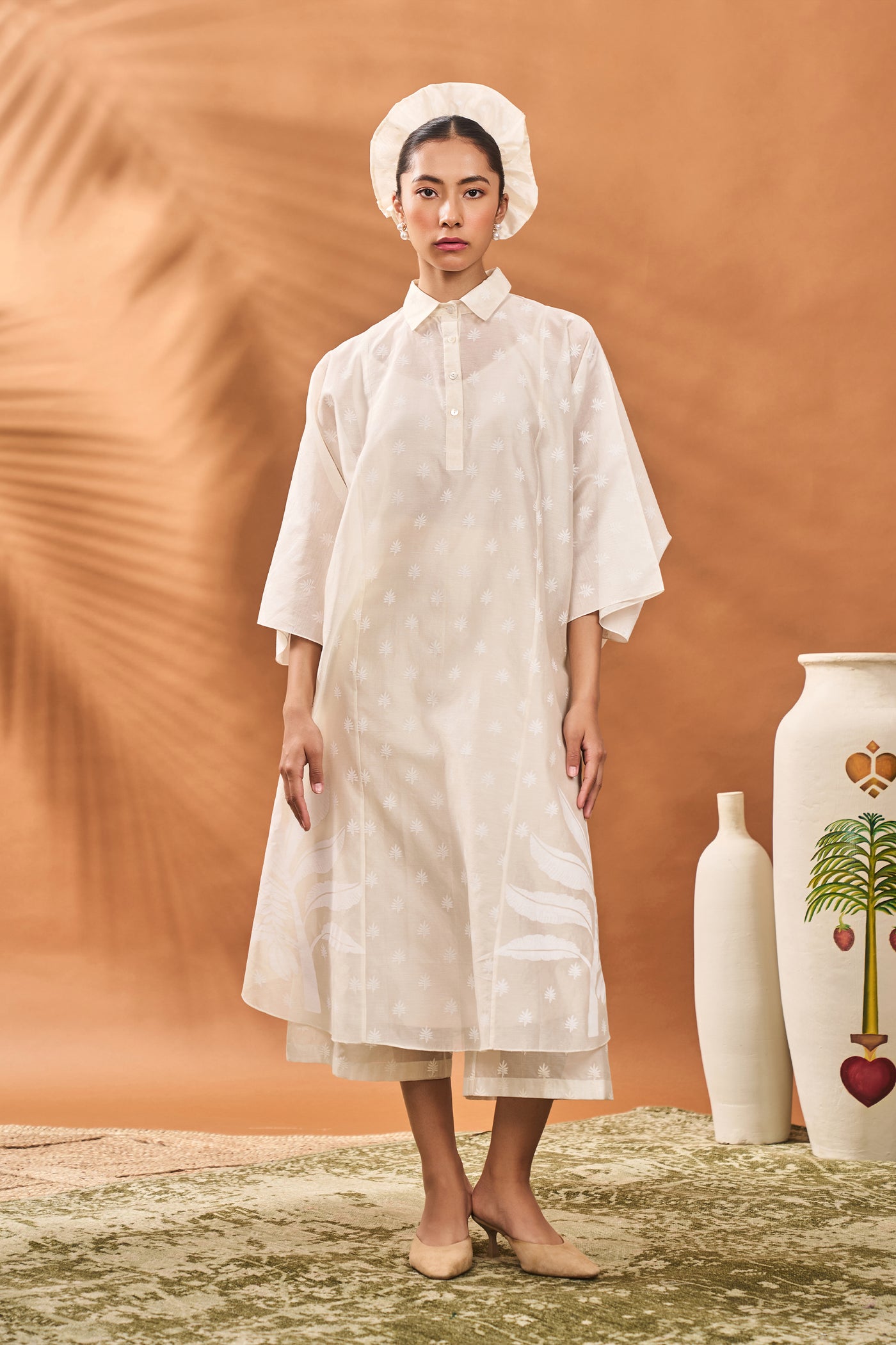 Masaba Chanderi Trellis Palm Kaftan Set indian designer wear online shopping melange singapore