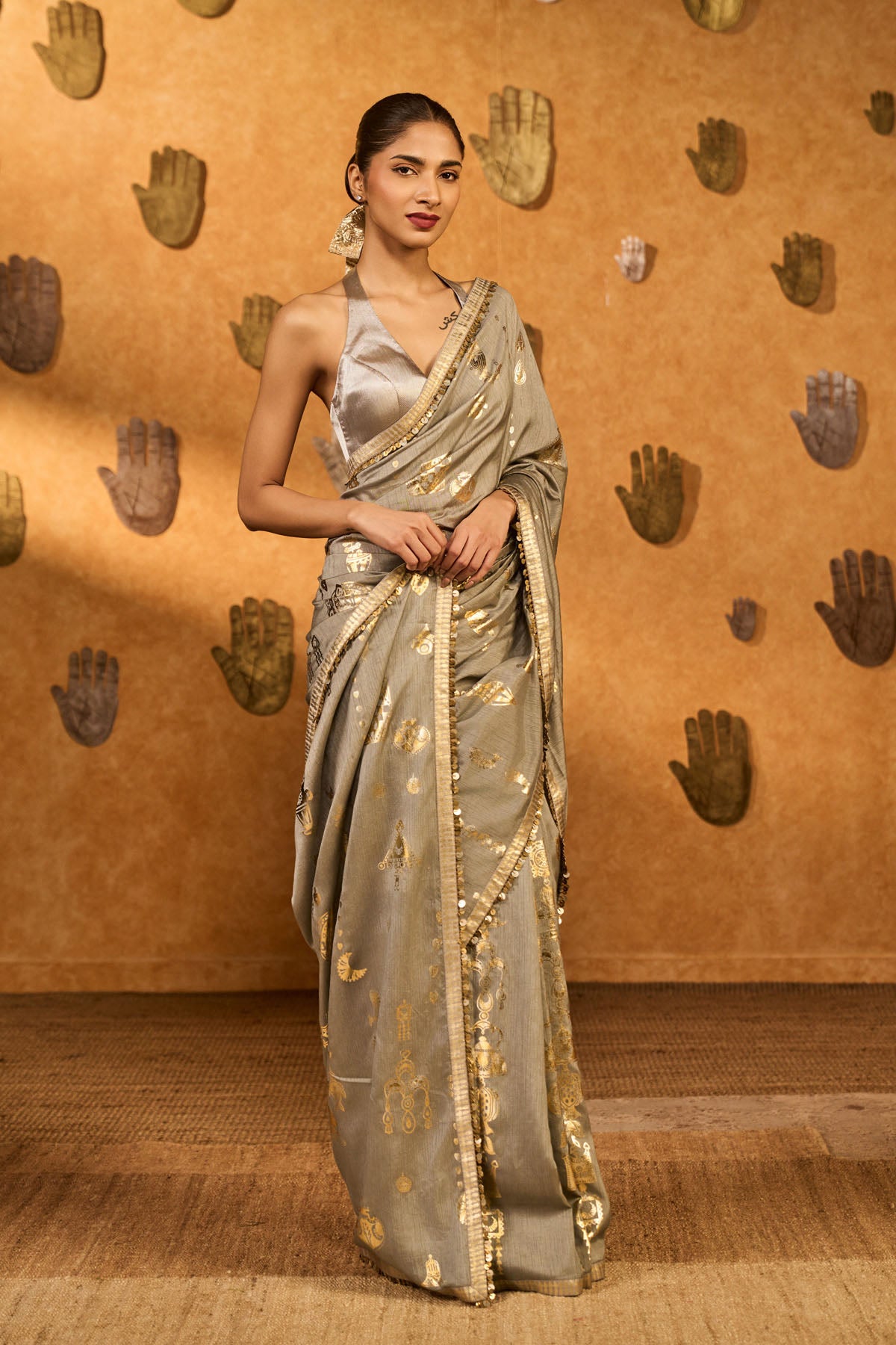 Masaba Claymelt Totem Line Saree indian designer wear online shopping melange singapore 
