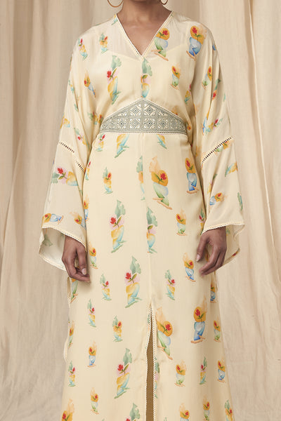 Masaba Daphne Ivory Rock N Roll Kaftan Dress with Belt indian designer wear online shopping melange singapore