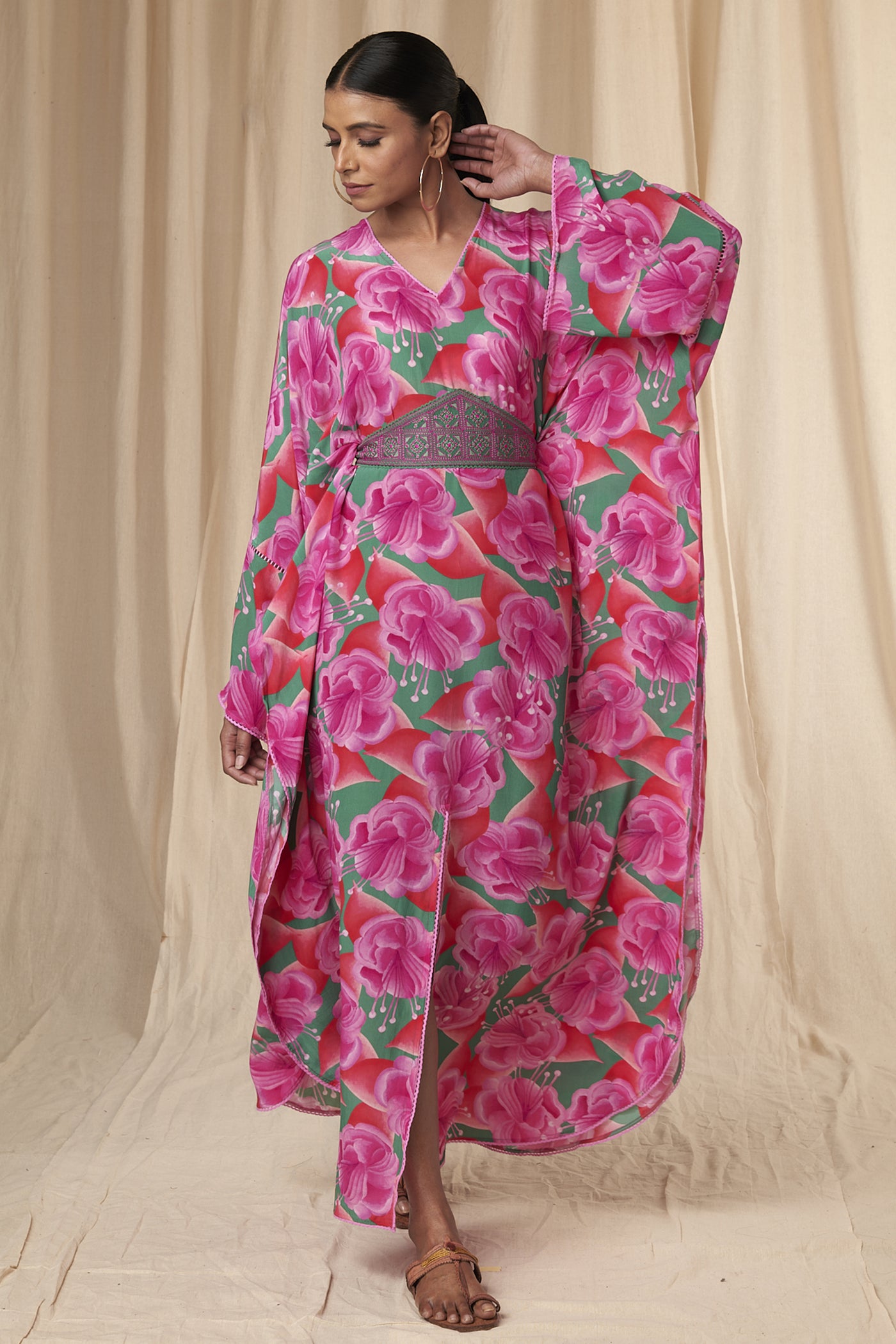 Masaba Daphne Sea Green Boomerang Kaftan Dress indian designer wear online shopping melange singapore