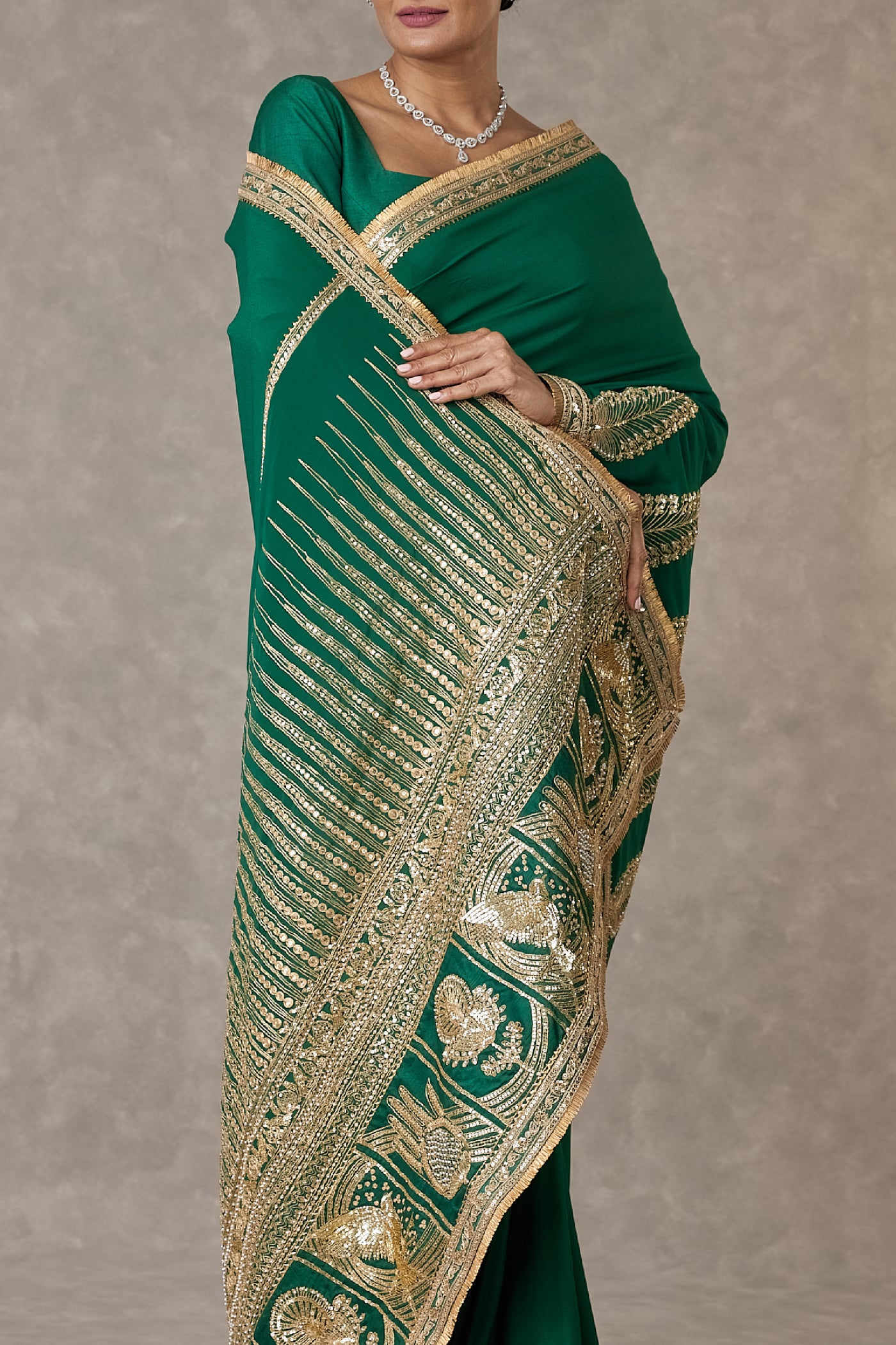 Masaba Dark Green Son Patti Saree indian designer wear online shopping melange singapore