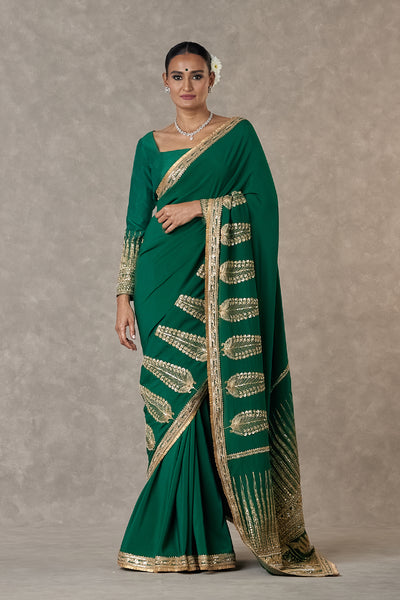 Masaba Dark Green Son Patti Saree indian designer wear online shopping melange singapore