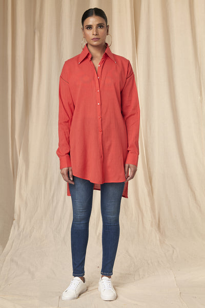 Masaba Emily Red Slogan Shirt indian designer wear online shopping melange singapore