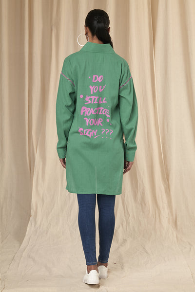 Masaba Emily Green Slogan Shirt and Bralette indian designer wear online shopping melange singapore