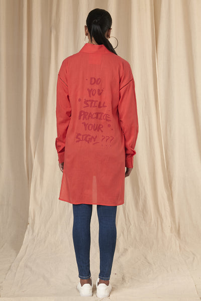 Masaba Emily Red Slogan Shirt with Bralette indian designer wear online shopping melange singapore