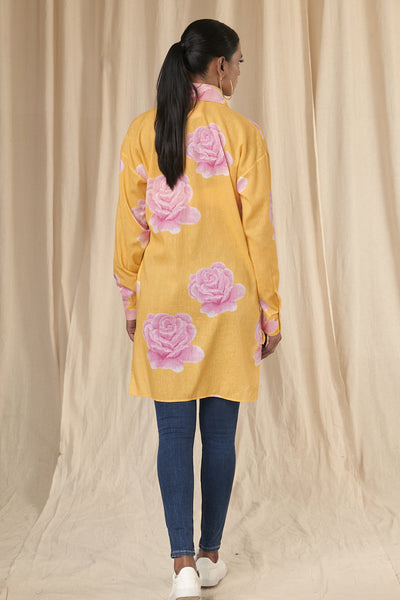 Masaba Emily Sunshine Yellow Rosy Shirt indian designer wear online shopping melange singapore
