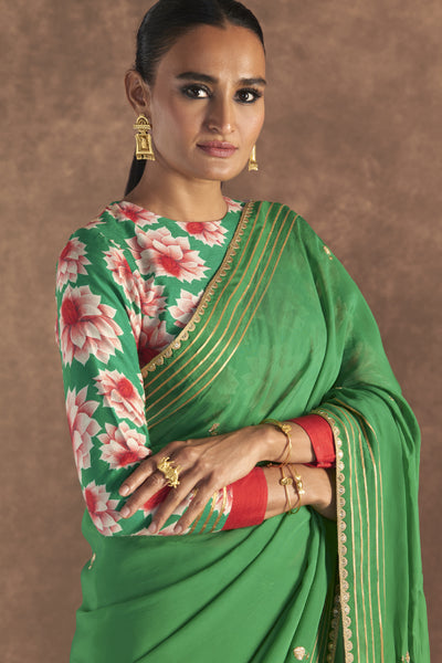Masaba Green Berrybloom Saree Indian designer wear online shopping melange singapore
