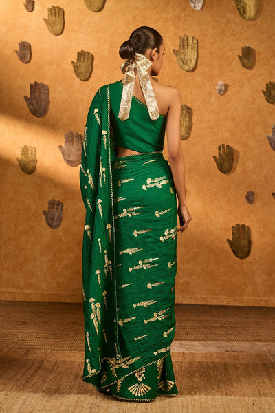 Masaba Green Cherry Wine Saree indian designer wear online shopping melange singapore 
