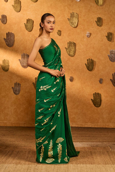 Masaba Green Cherry Wine Saree indian designer wear online shopping melange singapore 
