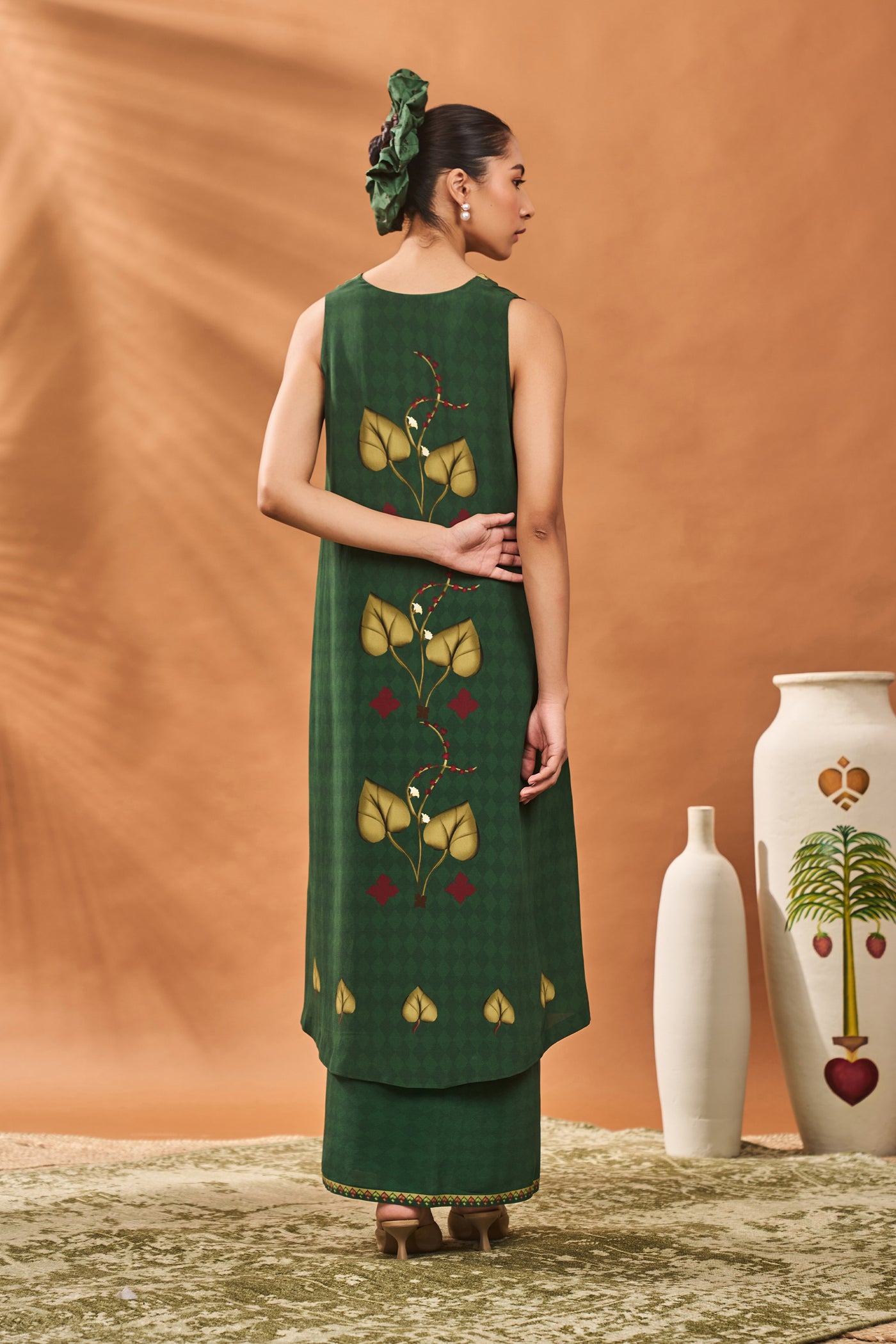 Masaba Green Clover Checks Fusion Set indian designer wear online shopping melange singapore